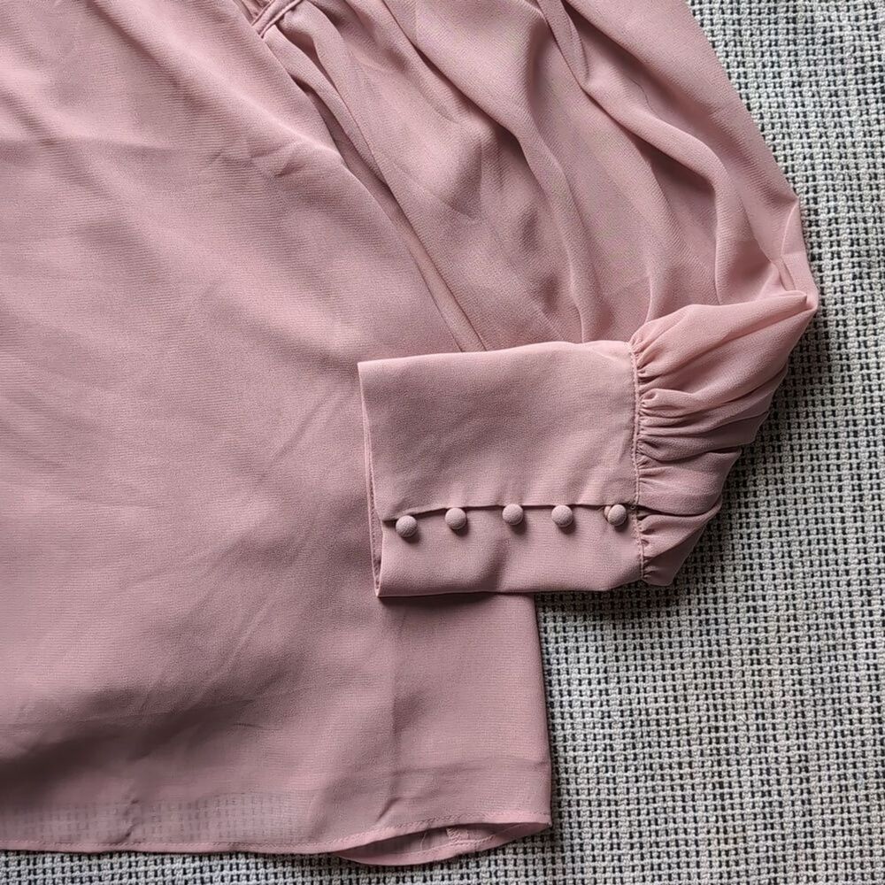 NWT Ann Taylor Women’s Juliet Pleated Sheer Balloon Sleeve Spring Pink Top XL - Picture 3 of 12